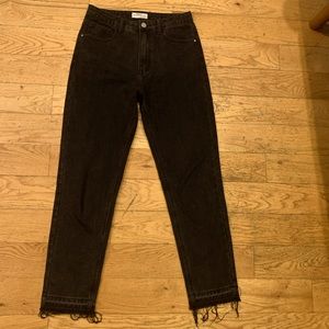 Black Raw Hem Boyfriend Jeans